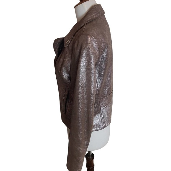 VEDA Glitter Leather Orchid Moto Jacket Small NWT - Picture 4 of 8